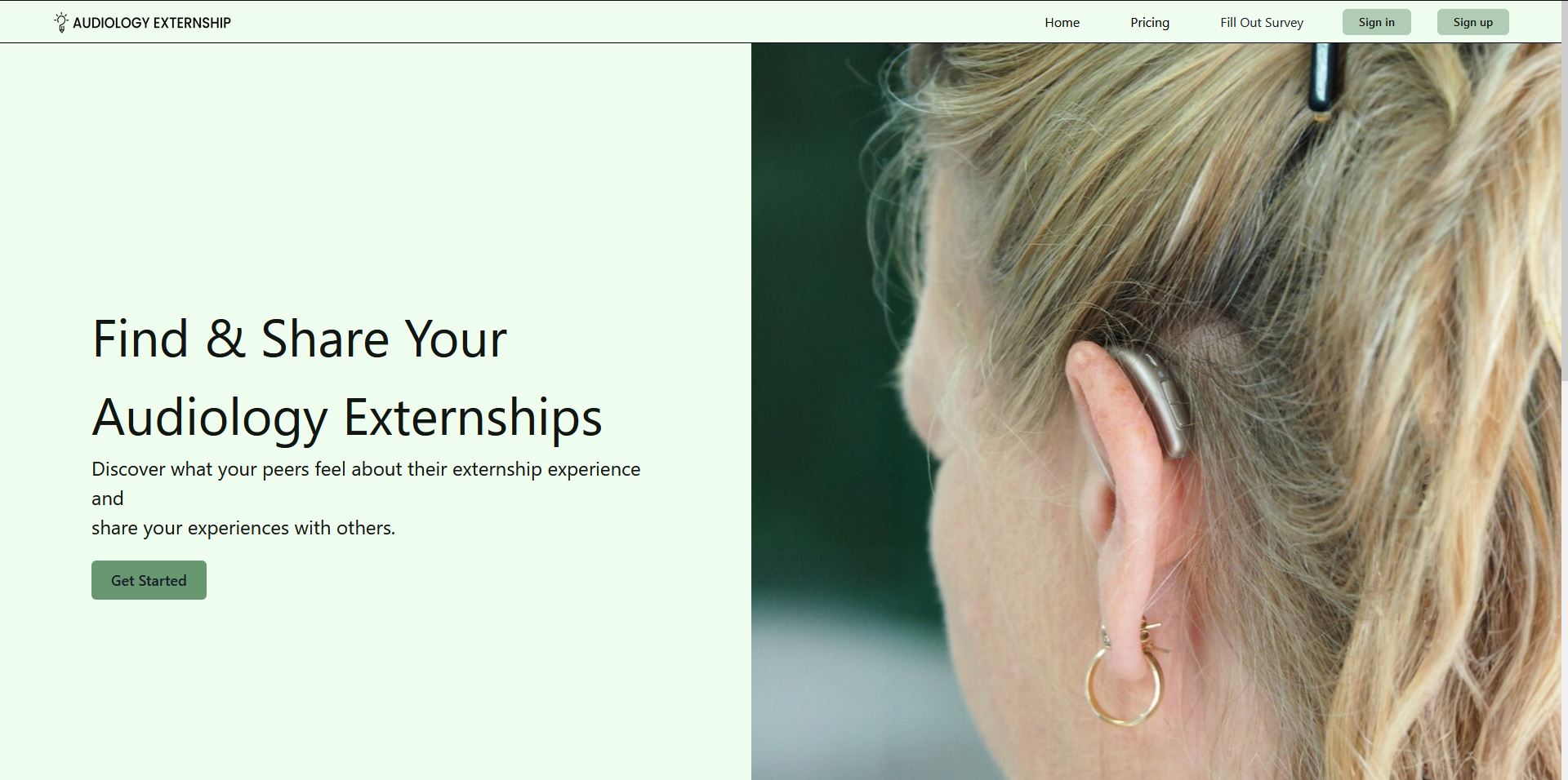 Audiology Externship website home page