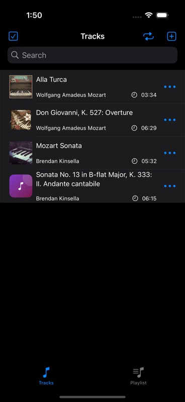 Music Player track library with imported album artwork